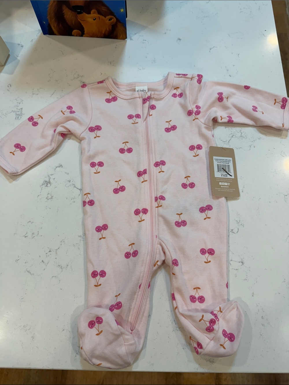 Petit Lem Pink Cherry Zip Front Baby One-Piece